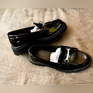New Black Chunky Loafers Size 7.5